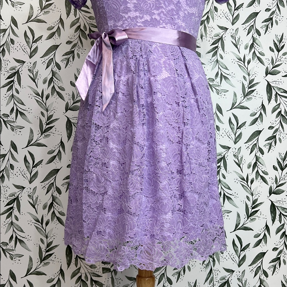 Retro Vintage Style Lace Lilac MOB Bridesmaid Wedding Classic Size L (12) New #4 - Picture 5 of 16